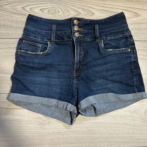 Refuge Dark Blue High-Waisted Denim Shorts